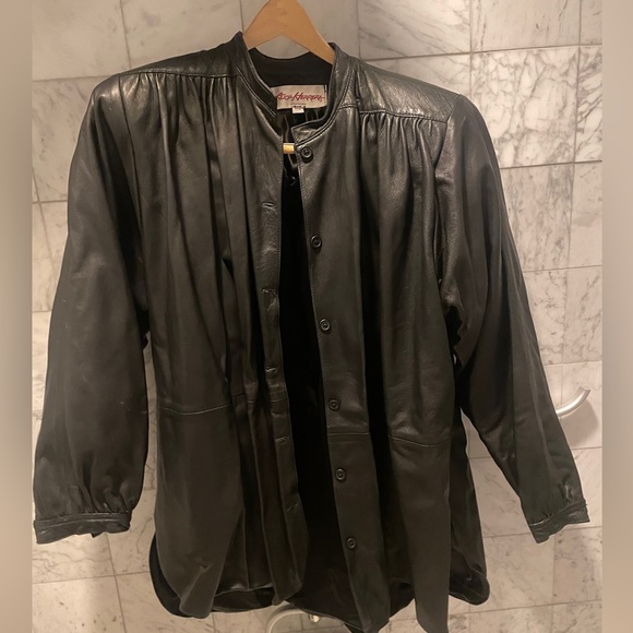 Alicia Herrera New York 1980s Vintage black leather jacket 80s designer - Picture 3 of 9